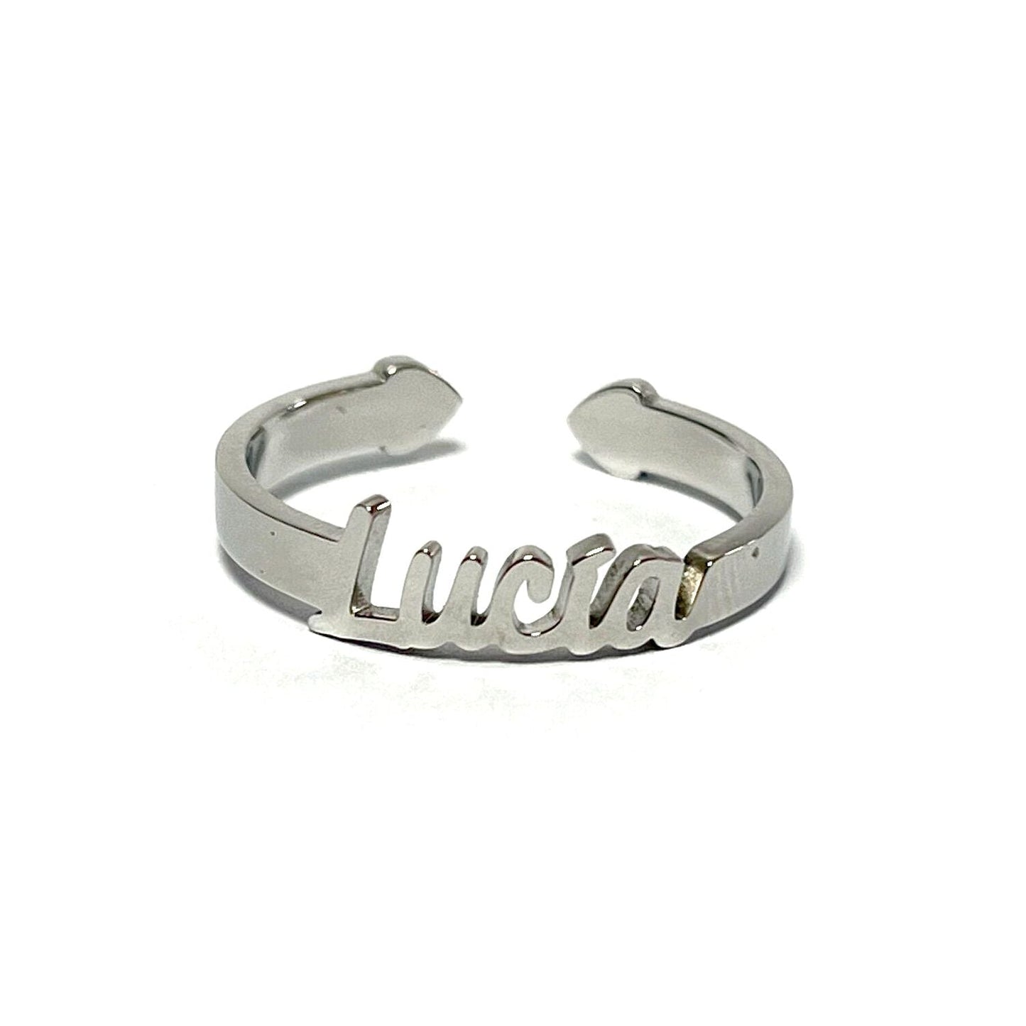 Anillo con Nombres, ajustables, de acero inoxidable