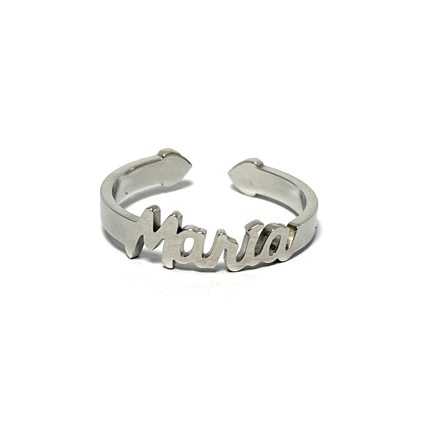 Anillo con Nombres, ajustables, de acero inoxidable