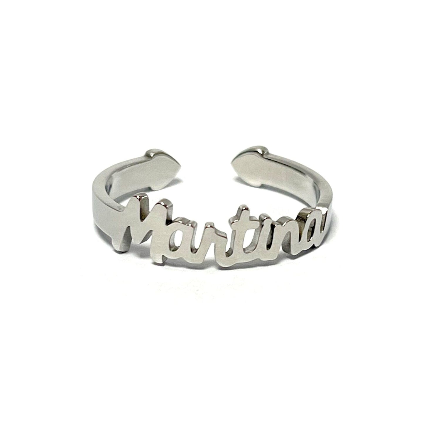 Anillo con Nombres, ajustables, de acero inoxidable