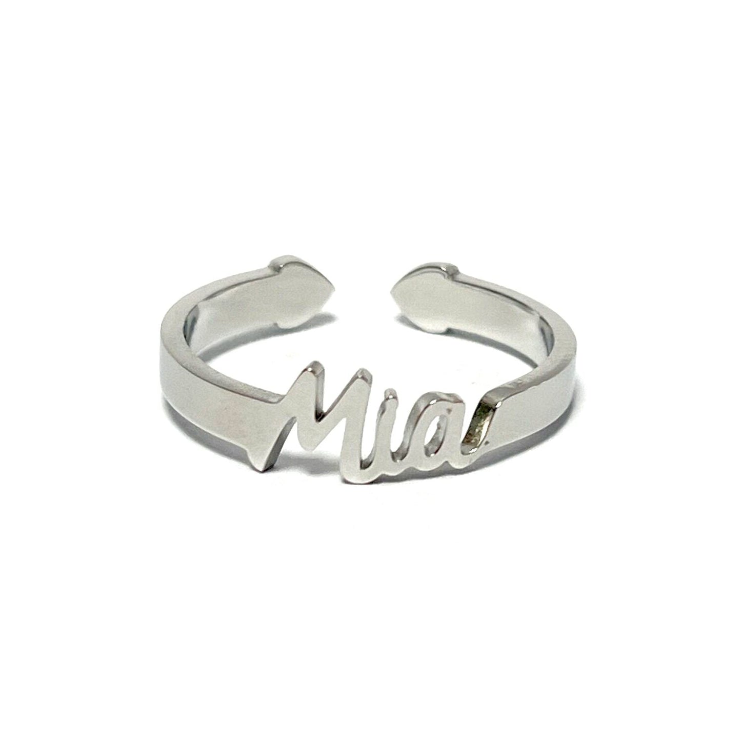 Anillo con Nombres, ajustables, de acero inoxidable