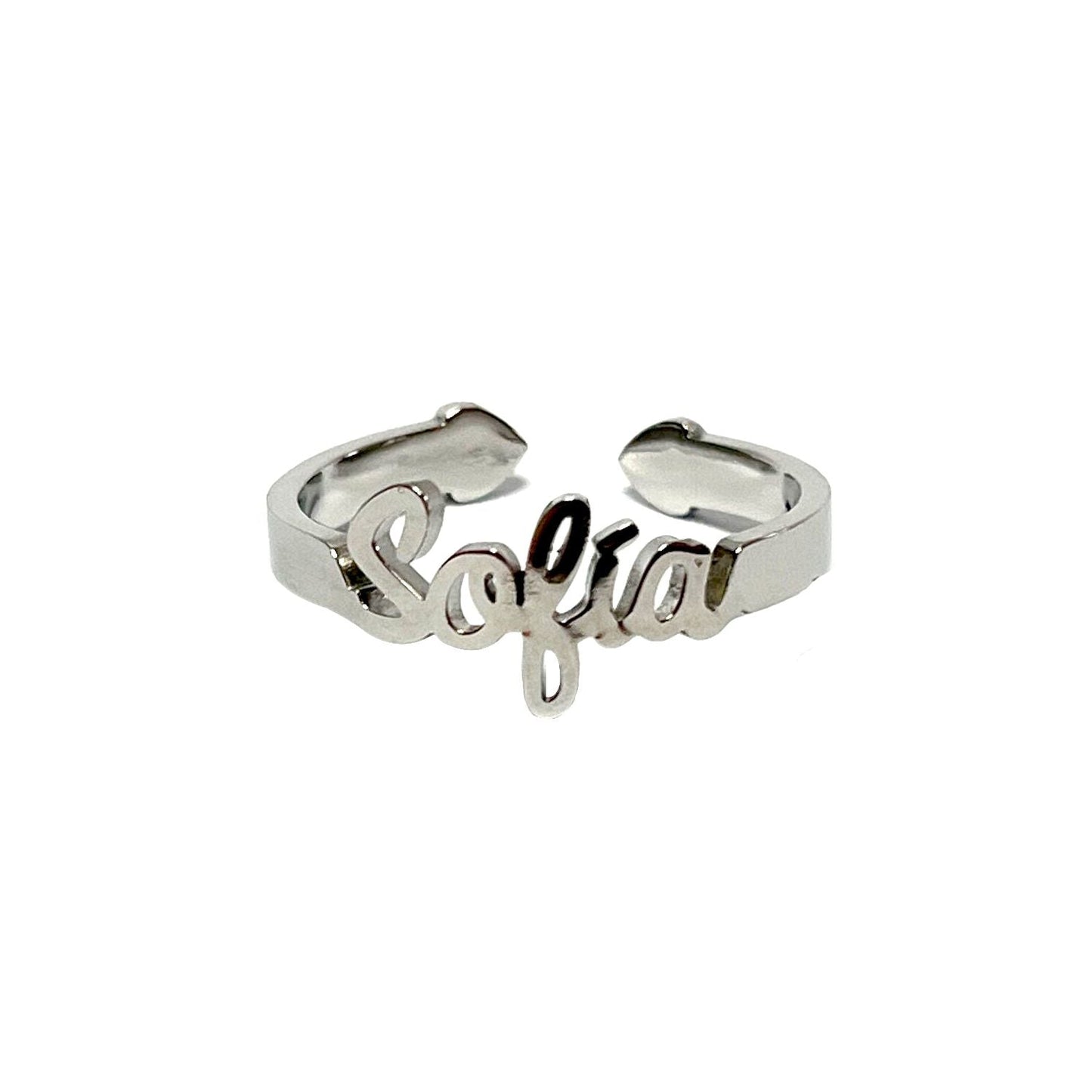 Anillo con Nombres, ajustables, de acero inoxidable