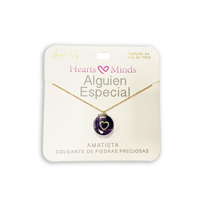 Collar bañado en oro 18K con colgante de piedra natural y un Corazón