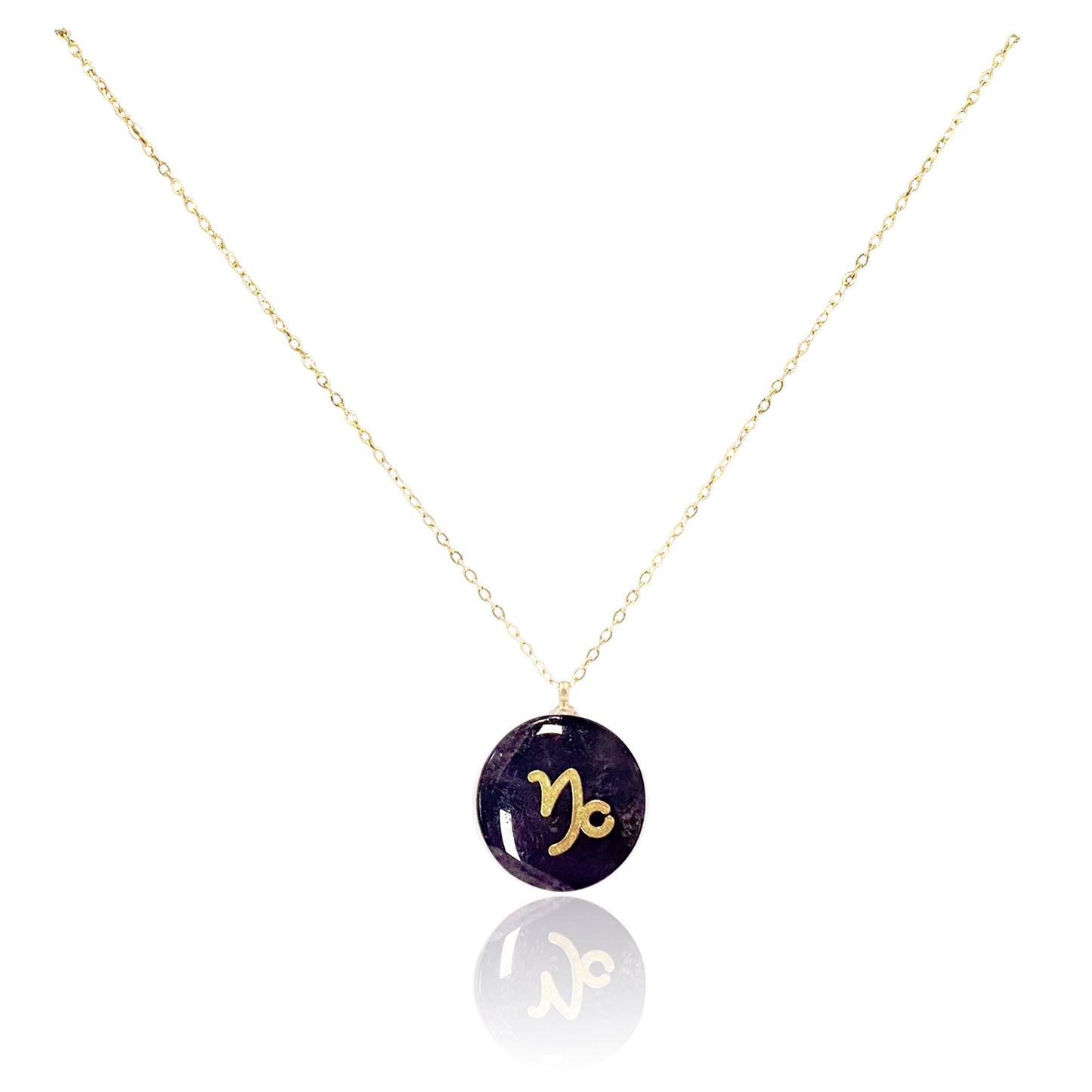 Collar bañado en oro 18K con colgante de piedra natural y signo del Zodíaco