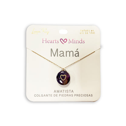 Collar bañado en oro 18K con colgante de piedra natural y un Corazón
