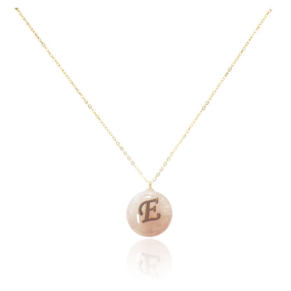 Collar bañado en oro 18K con colgante de piedra natural y Letra Inicial