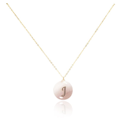 Collar bañado en oro 18K con colgante de piedra natural y Letra Inicial