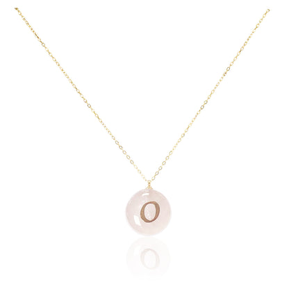 Collar bañado en oro 18K con colgante de piedra natural y Letra Inicial