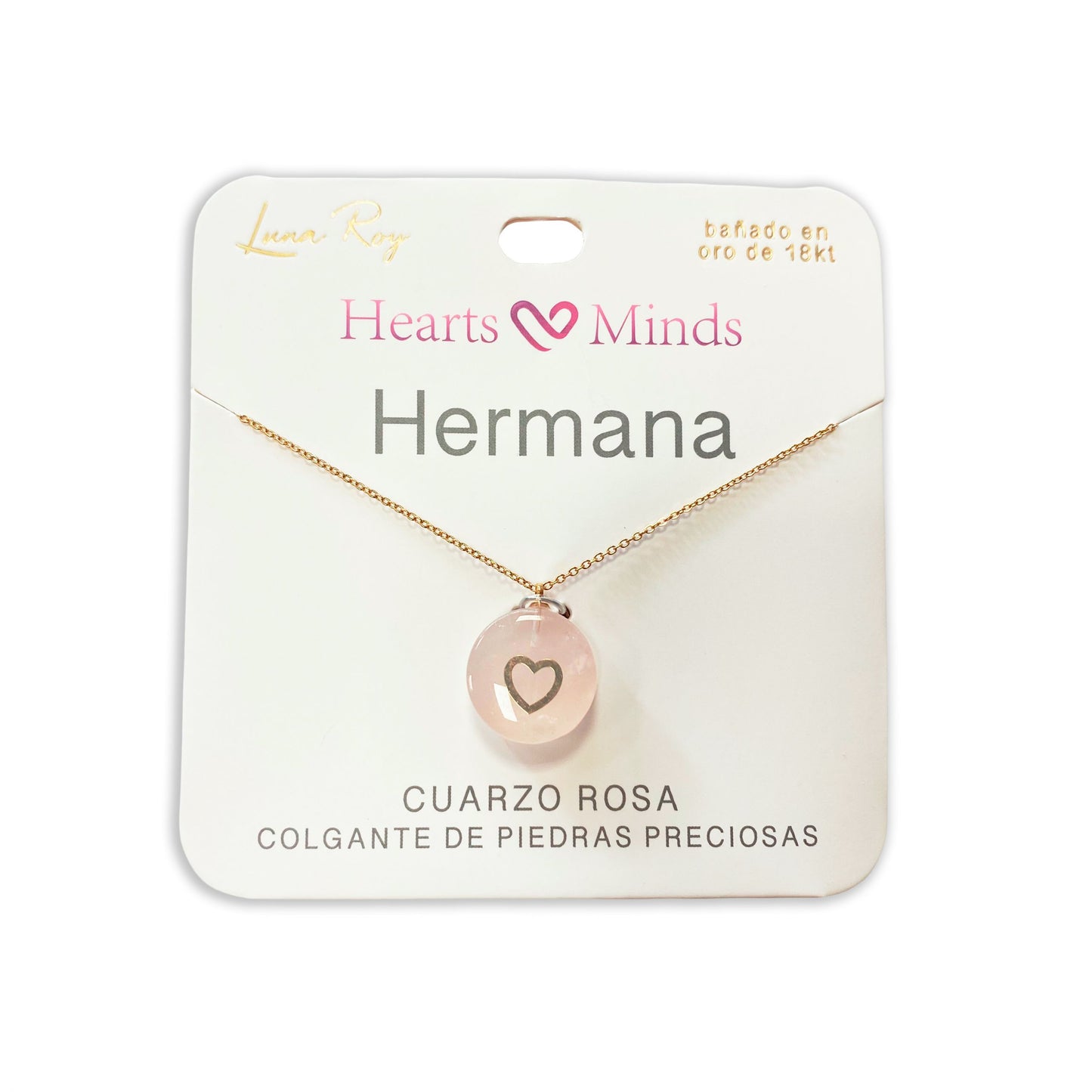 Collar bañado en oro 18K con colgante de piedra natural y un Corazón