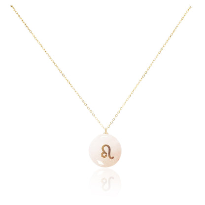 Collar bañado en oro 18K con colgante de piedra natural y signo del Zodíaco