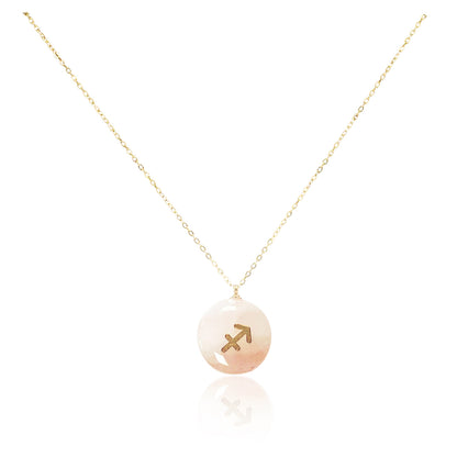 Collar bañado en oro 18K con colgante de piedra natural y signo del Zodíaco