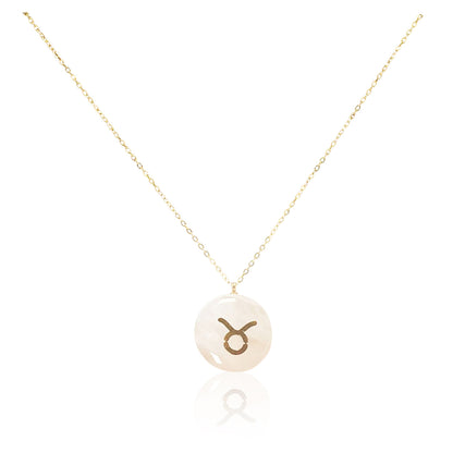 Collar bañado en oro 18K con colgante de piedra natural y signo del Zodíaco