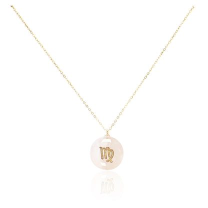 Collar bañado en oro 18K con colgante de piedra natural y signo del Zodíaco