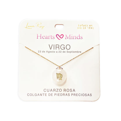 Collar bañado en oro 18K con colgante de piedra natural y signo del Zodíaco